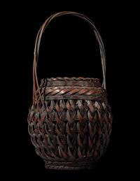 A Japanese Ikebana Bamboo Basket