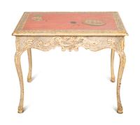 A Louis XV Style Painted Table with a Trompe l'Oeil Top