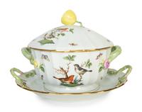 A Herend Porcelain Rothschild Covered Tureen and Underplate — 20th Century