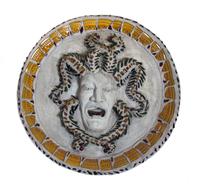 A Cast Stone and Glass Mosaic Relief Plaque Diameter 25 inches.