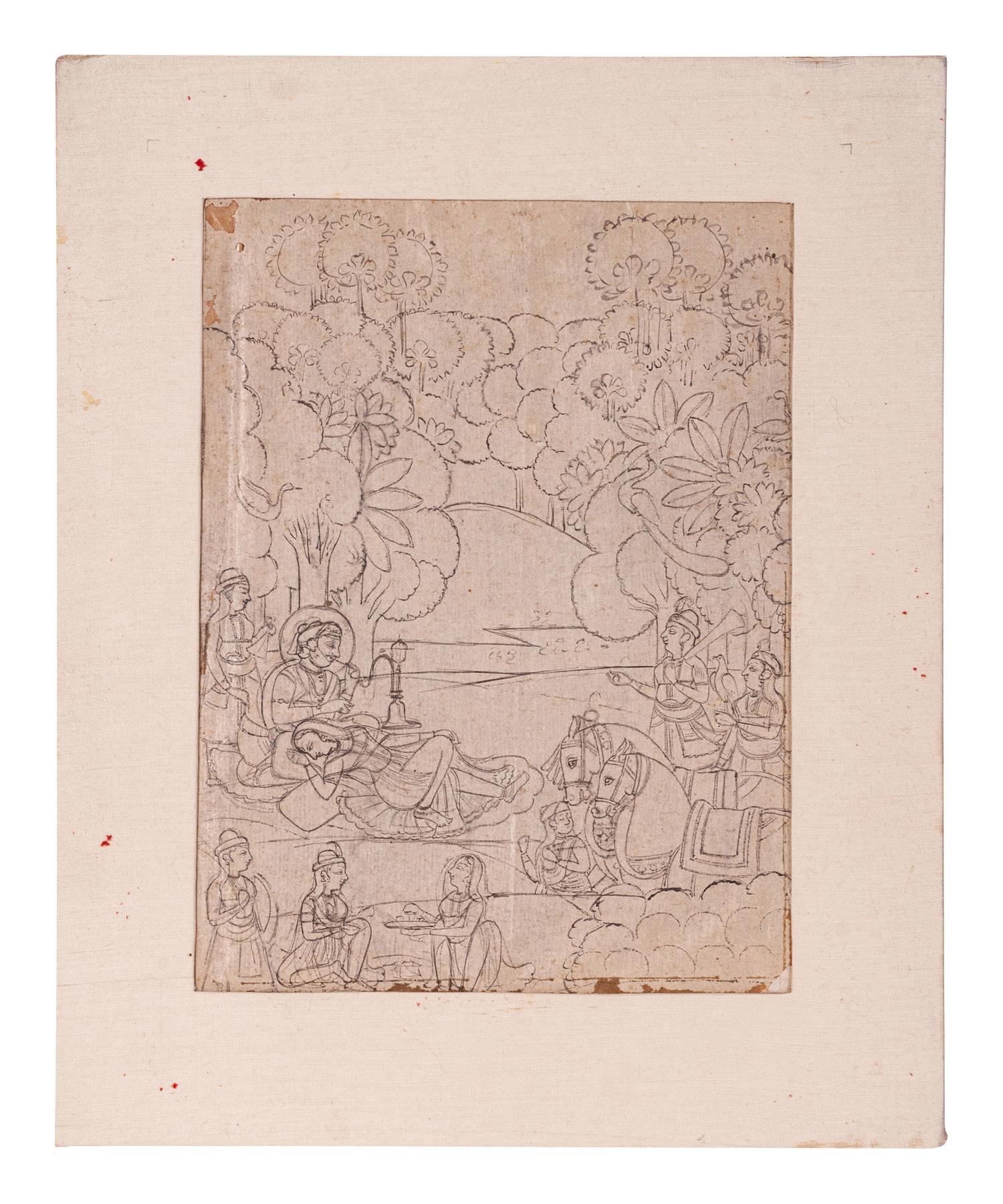 Four Indian Miniature Drawings