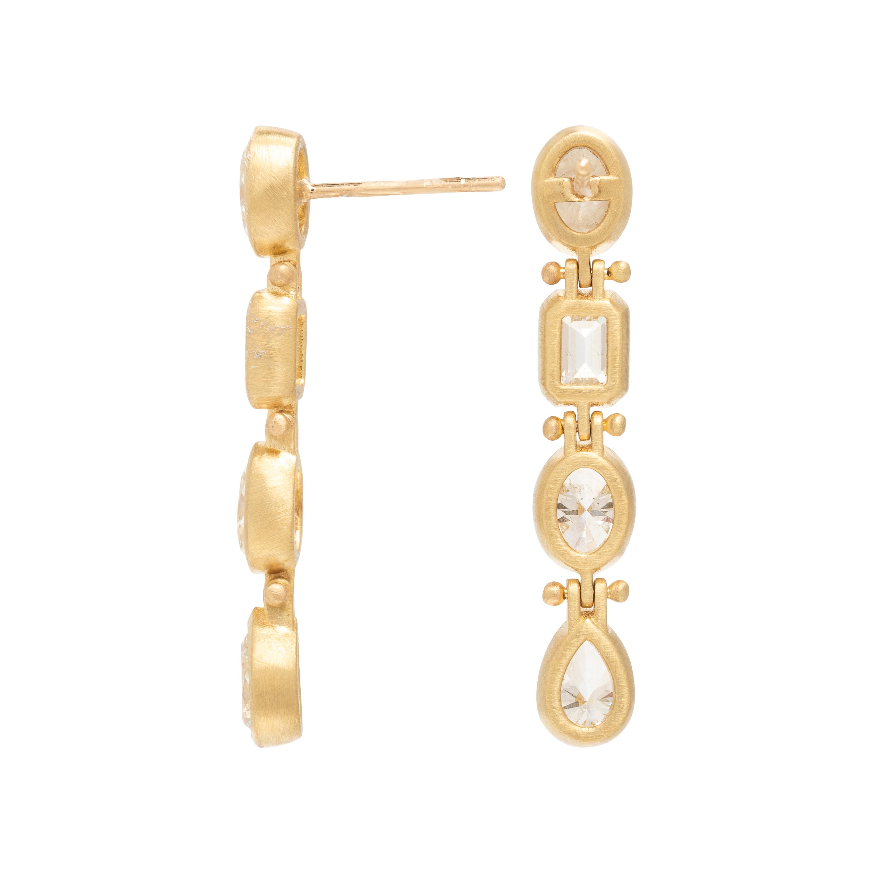 Diamond and Yellow Gold Drop Earrings