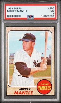 A 1968 Topps Mickey Mantle Baseball Card No. 280 (PSA 3 VG)