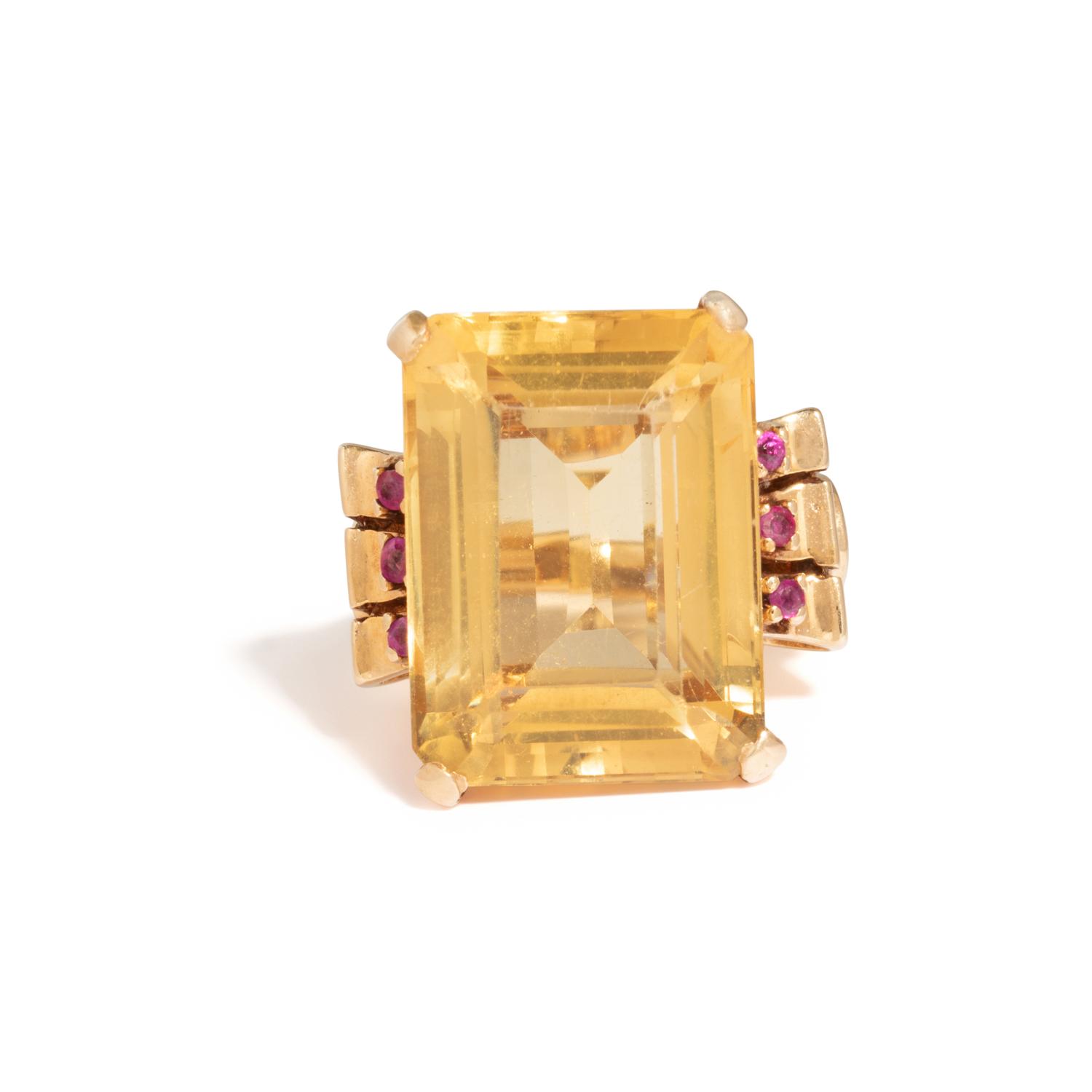 RETRO, CITRINE AND RUBY RING