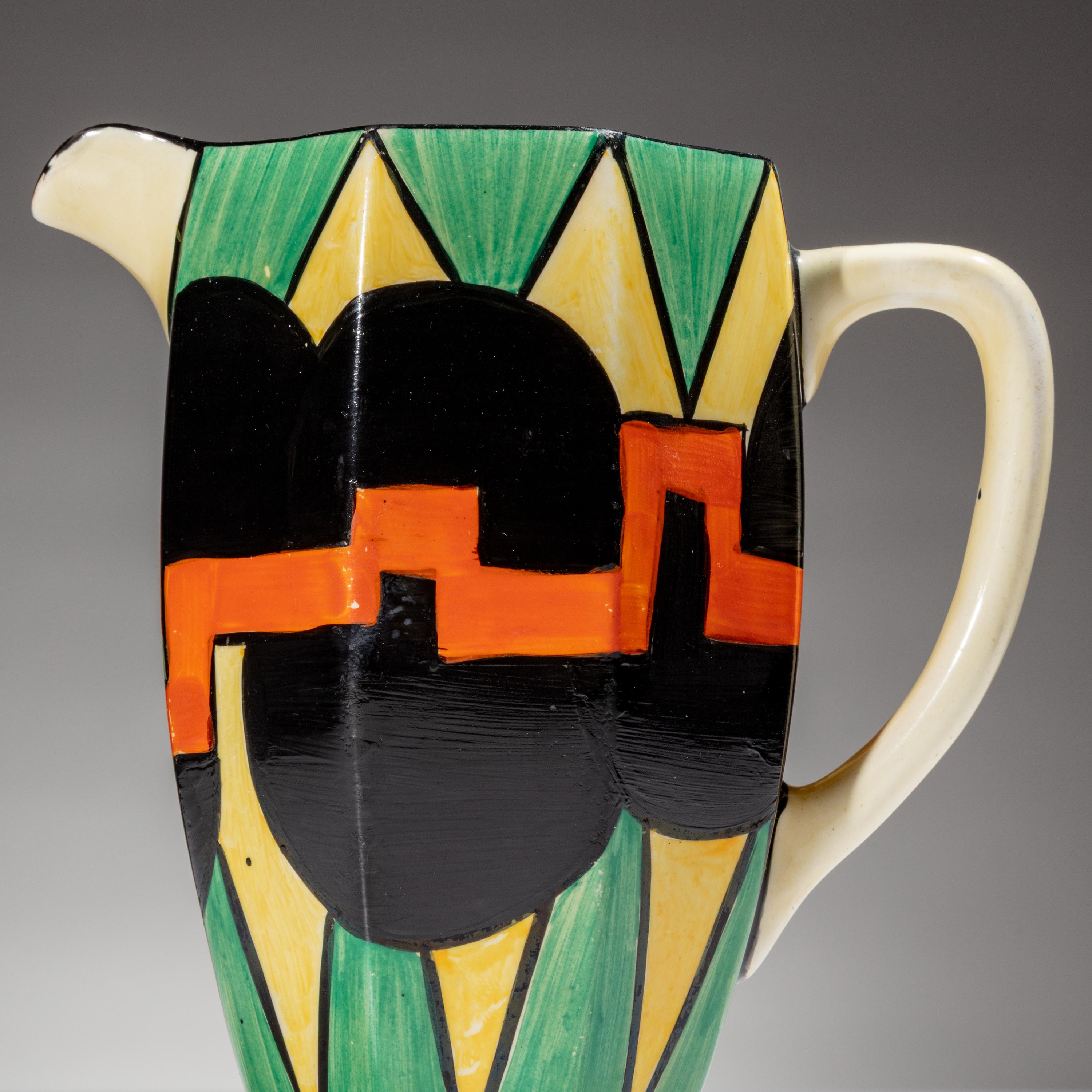 Clarice Cliff (English, 1899–1972) — Castellated Circle (Green Circle) pattern Coffee Service, 17 pieces