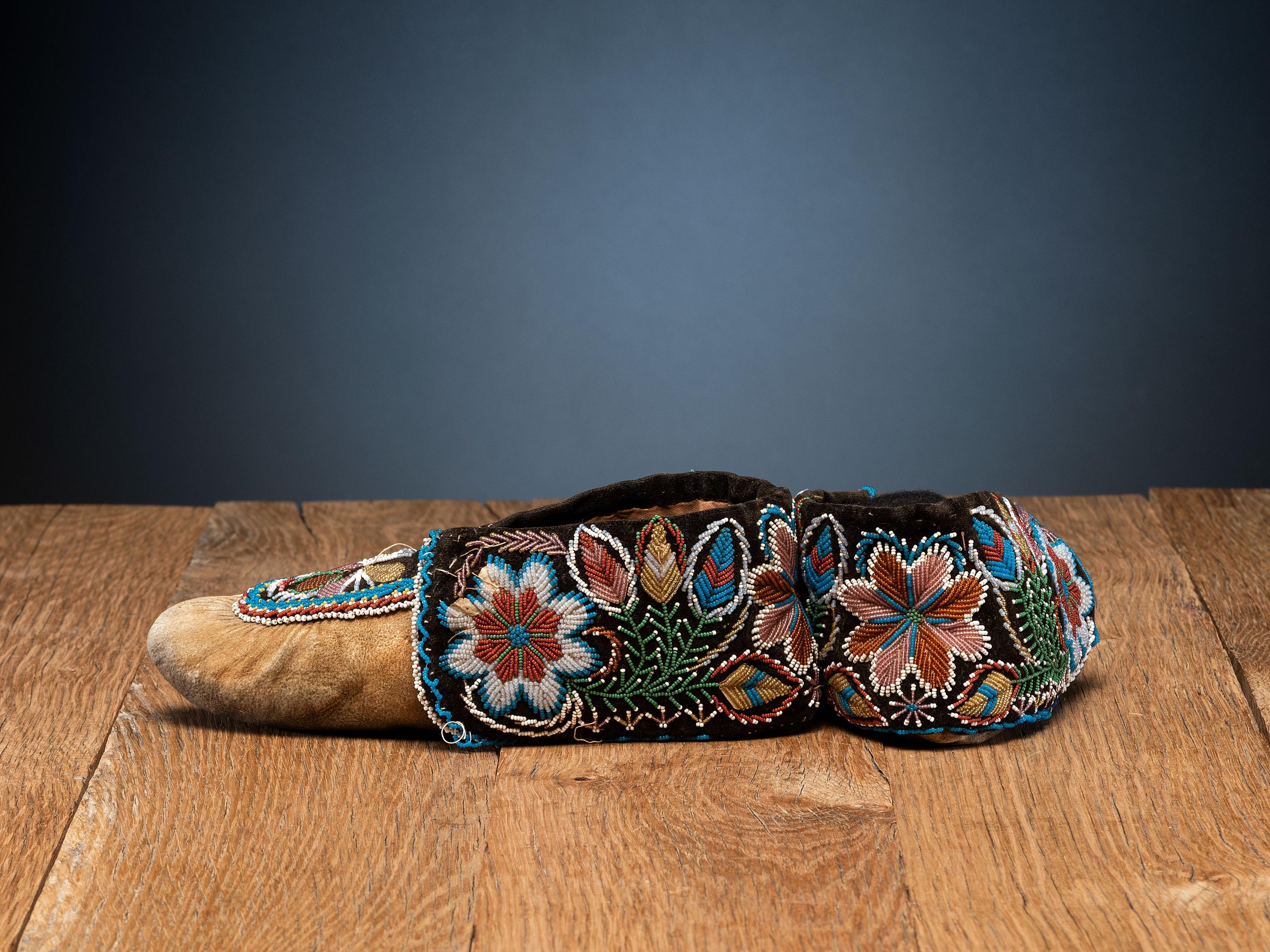 Mik'maq Beaded Hide Moccasins
