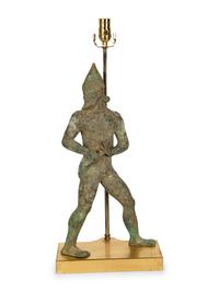 A Greco-Roman Style Patinated Bronze Figure Mounted as a Lamp — 20TH CENTURY
