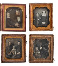 [EARLY PHOTOGRAPHY]. A group of 22 daguerreotype and tintype portraits of parents with children, including: