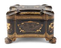 A Chinese Export Lacquer Tea Caddy