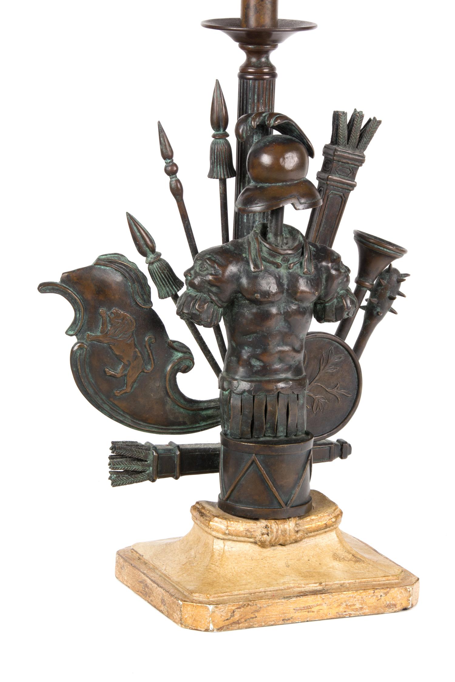 A Continental Cast Metal Table Lamp Height overall 27 inches.