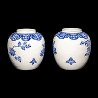 A Pair of Chinese Blue and White Porcelain 'Peonies and Pheasant' Ginger Jars, Guangxu Period 清光緒 青花牡丹錦鷄圖蓋罐一對