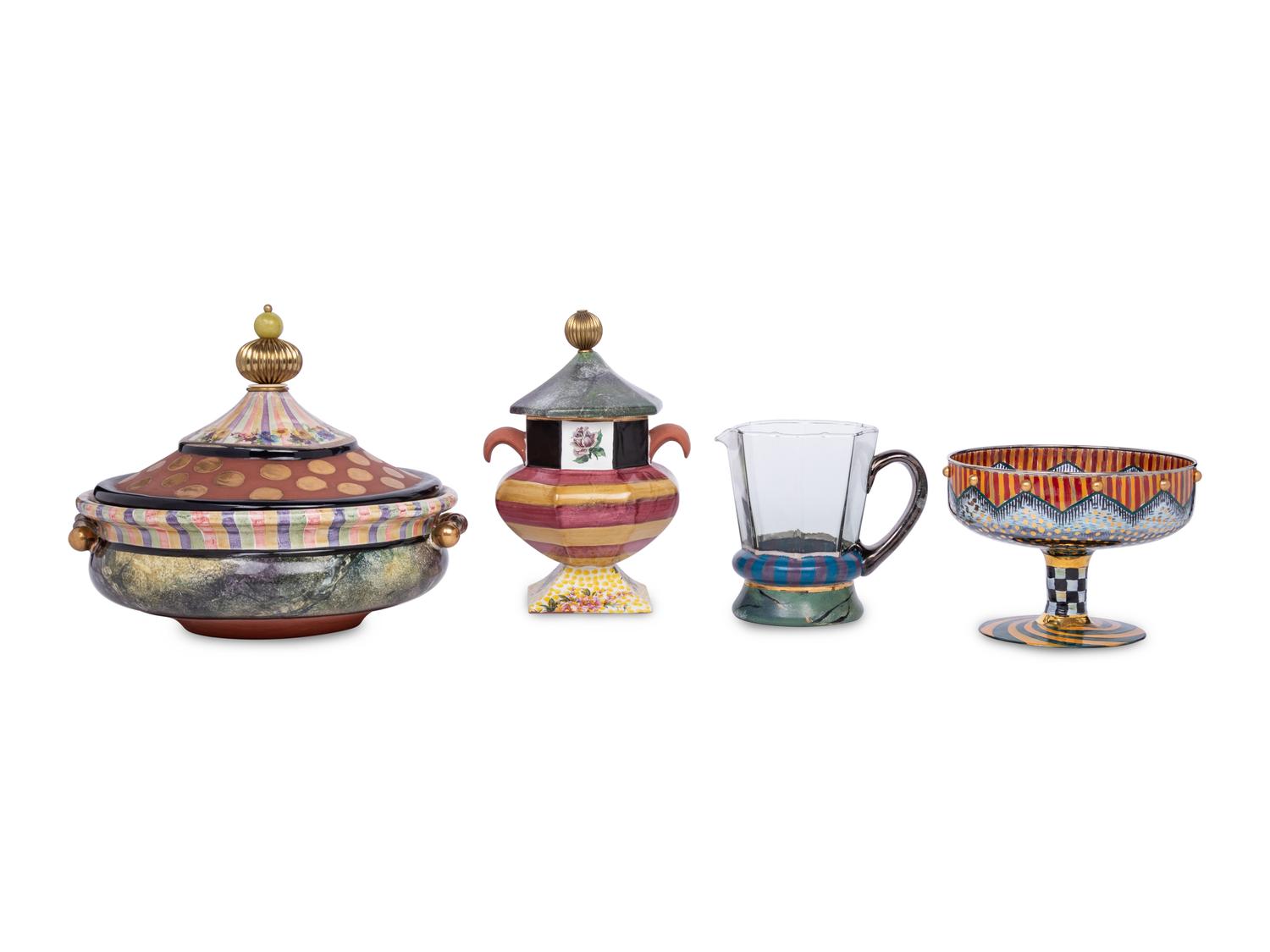 A Group of MacKenzie-Childs Glass and Ceramic Serving Articles