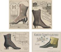 A Set of Four German Giltwood-Framed Shoe Advertisements