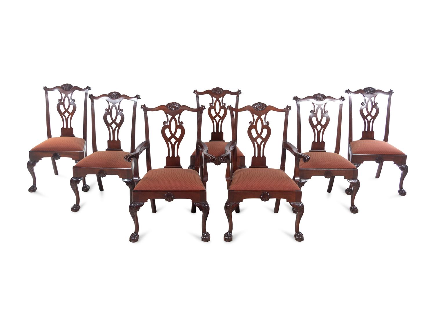A Set of Seven Philadelphia Chippendale Style Mahogany Dining Chairs