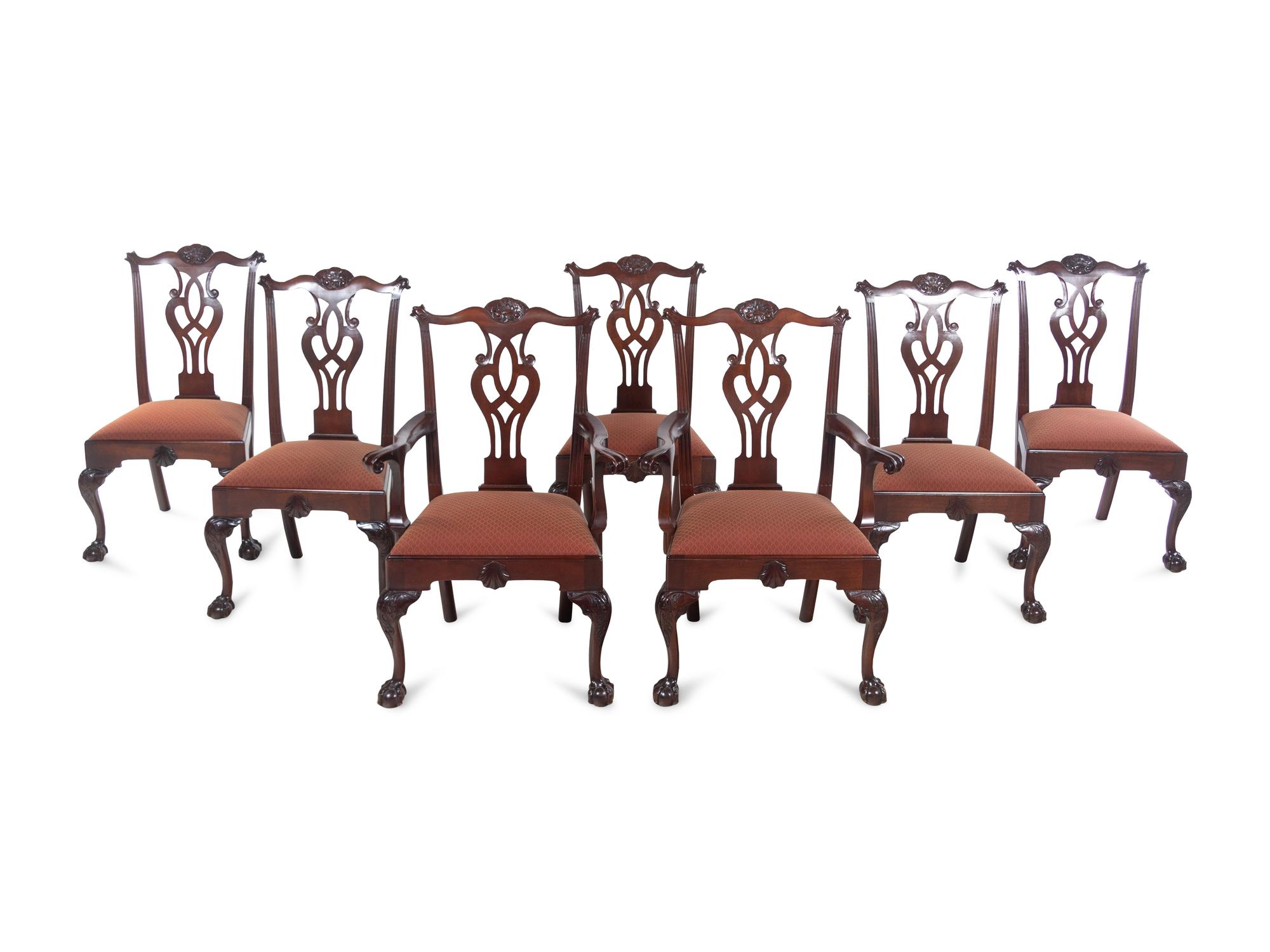 A Set of Seven Philadelphia Chippendale Style Mahogany Dining Chairs