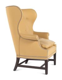 A Pair of Victoria Hagan Leather-Upholstered Wingback Armchairs