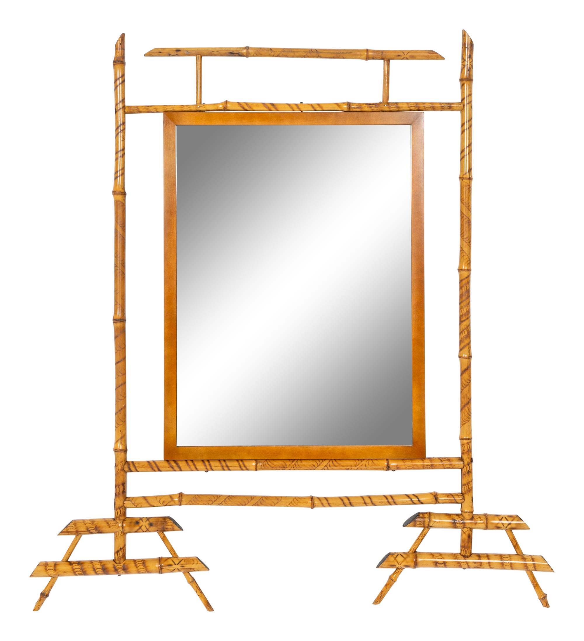 A Victorian Bamboo Overmantel Mirror