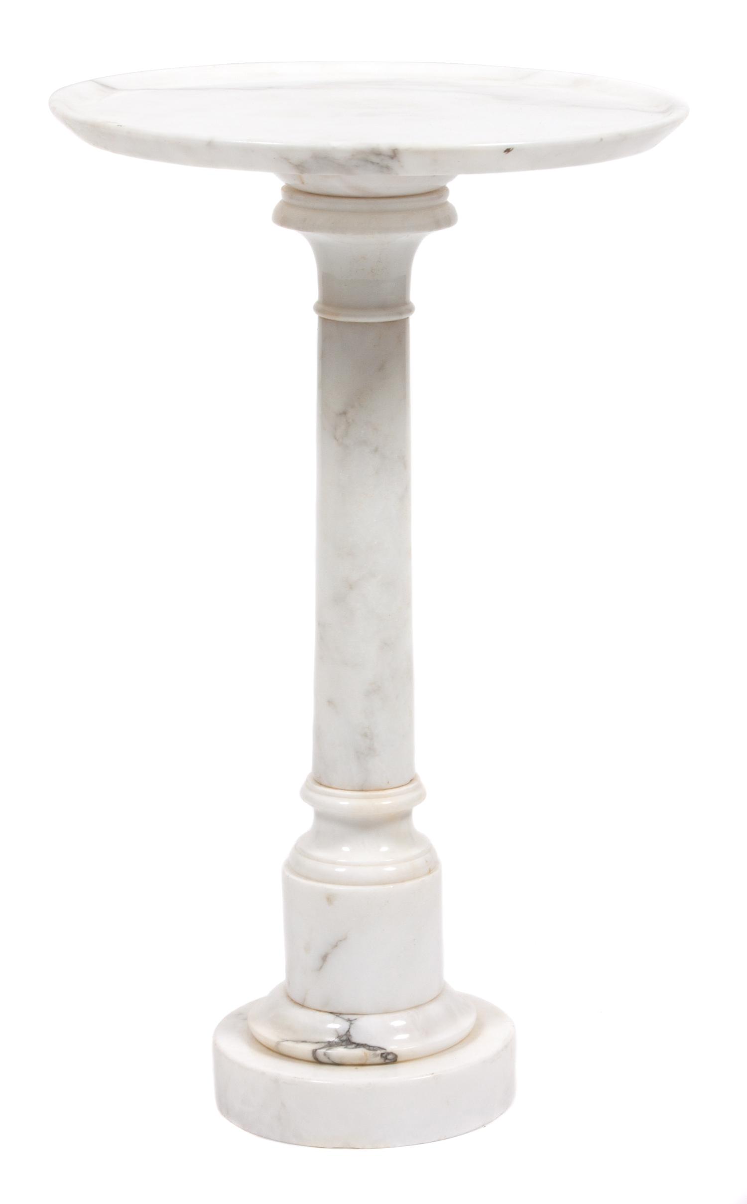 An Italian Alabaster Pedestal Table Height 19 3/4 x diameter 12 inches. — 20TH CENTURY