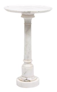 An Italian Alabaster Pedestal Table Height 19 3/4 x diameter 12 inches. — 20TH CENTURY