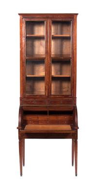 A Directoire Style Mahogany Bureau a Cylindre Height 93 3/4 x width 34 1/2 x 22 1/4 inches.
