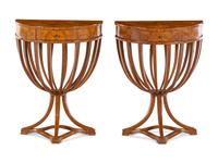 A Pair of Italian Neoclassical Style Burlwood Console Tables