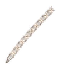 CULTURED PEARL AND DIAMOND BRACELET