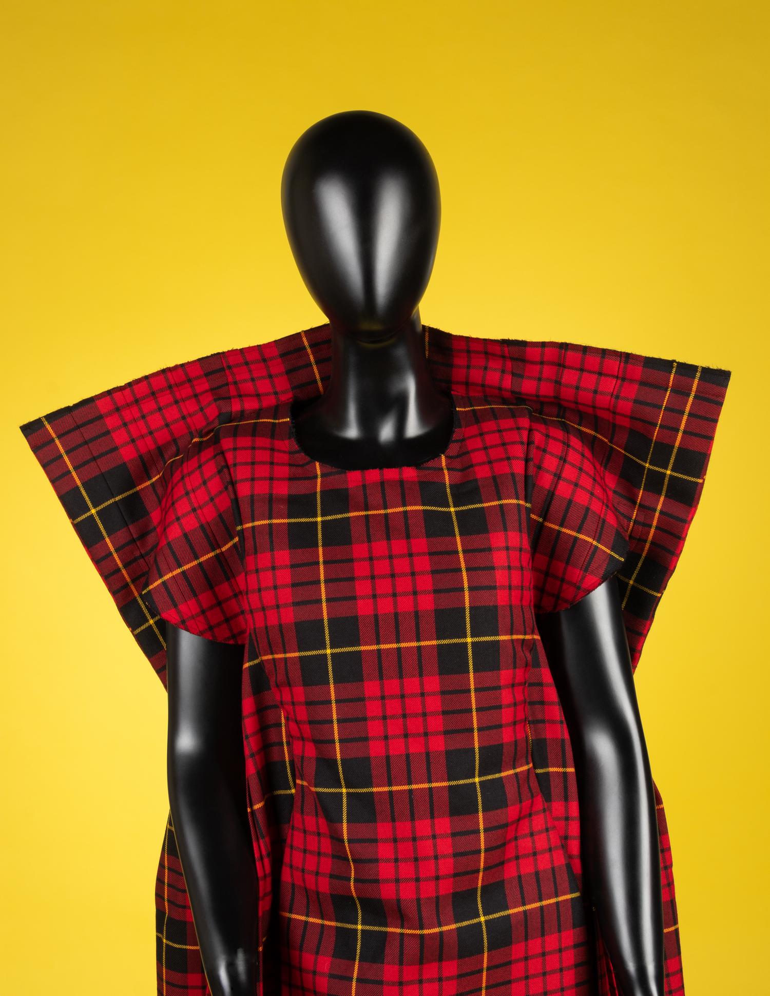 Comme des Garçons Red Tartan Plaid Pleated Dress, 2017