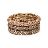 COLLECTION OF YELLOW GOLD AND LOW KARAT GOLD MULTIGEM BANGLE BRACELETS