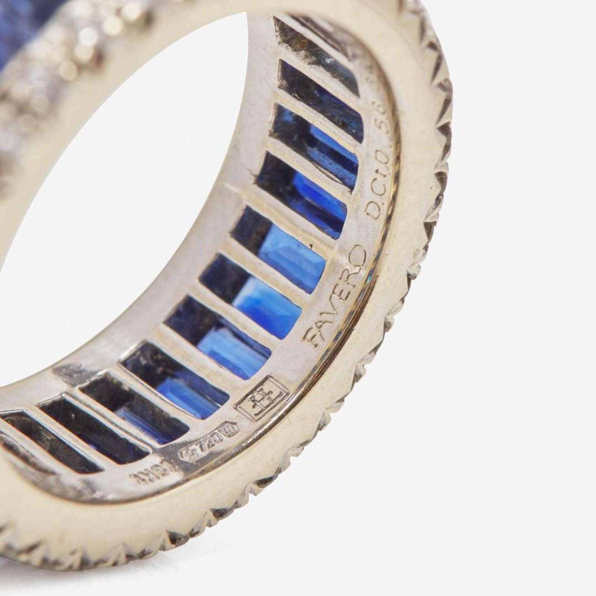 An 18K White Gold, Sapphire, and Diamond Favero Ring