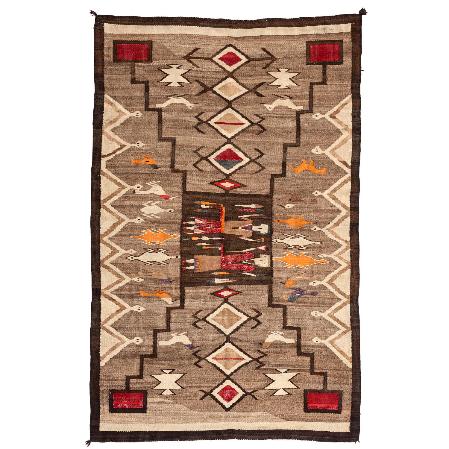 Navajo Pictorial Storm Pattern Weaving / Rug