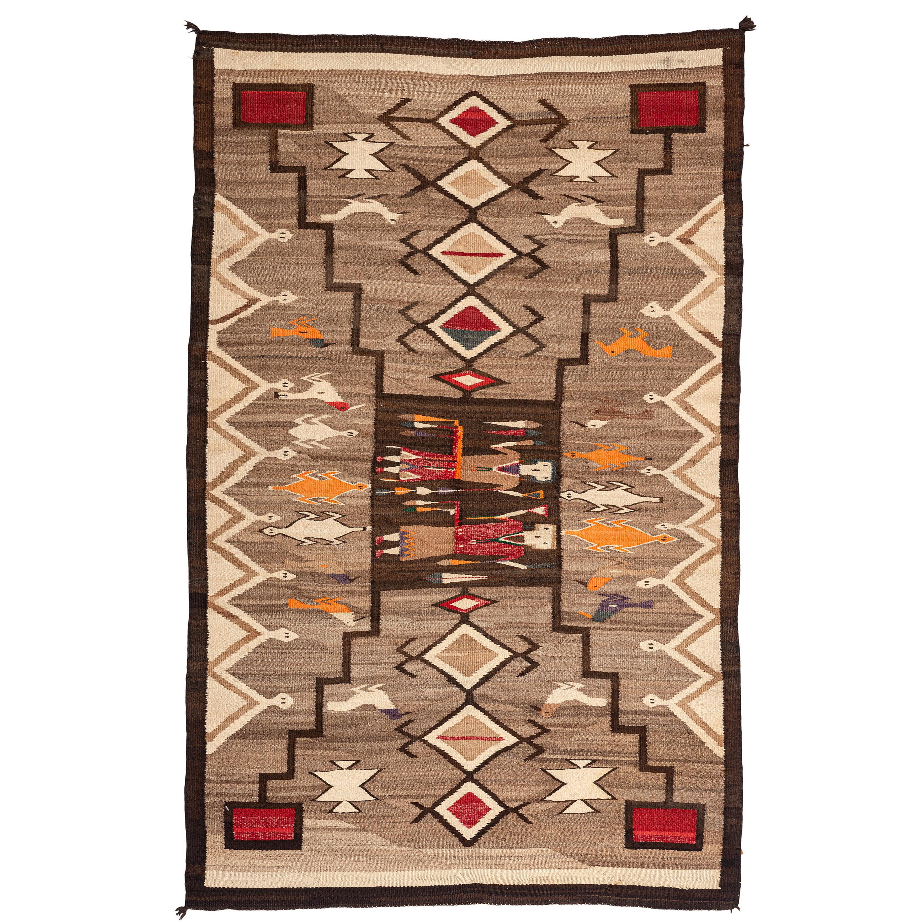 Navajo Pictorial Storm Pattern Weaving / Rug