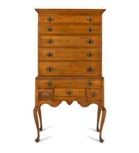 A Queen Anne Maple Flat-Top High Chest