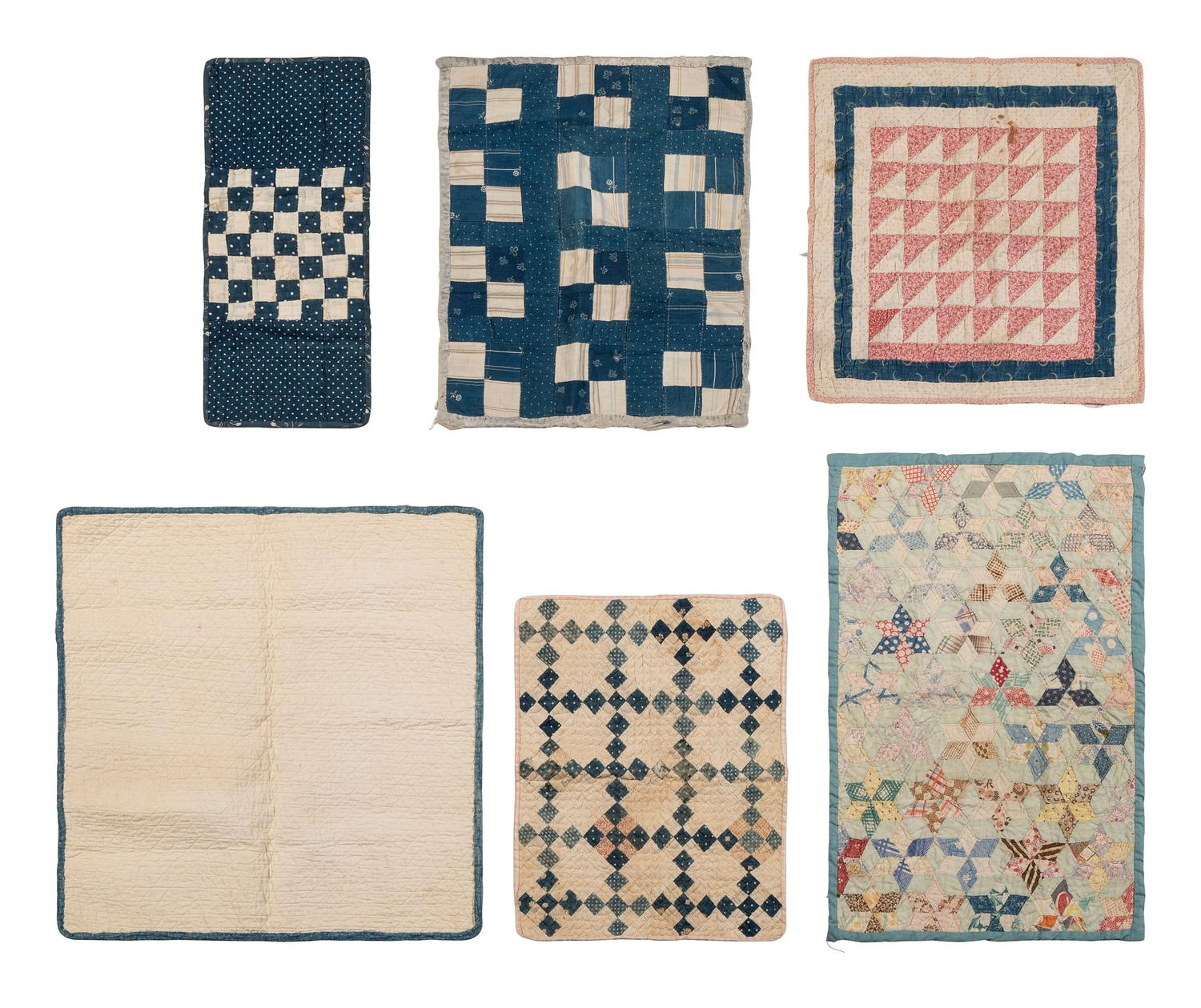 Six Pieced Cotton Doll Quilts