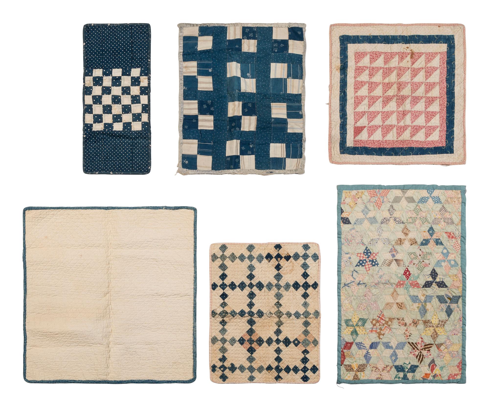 Six Pieced Cotton Doll Quilts