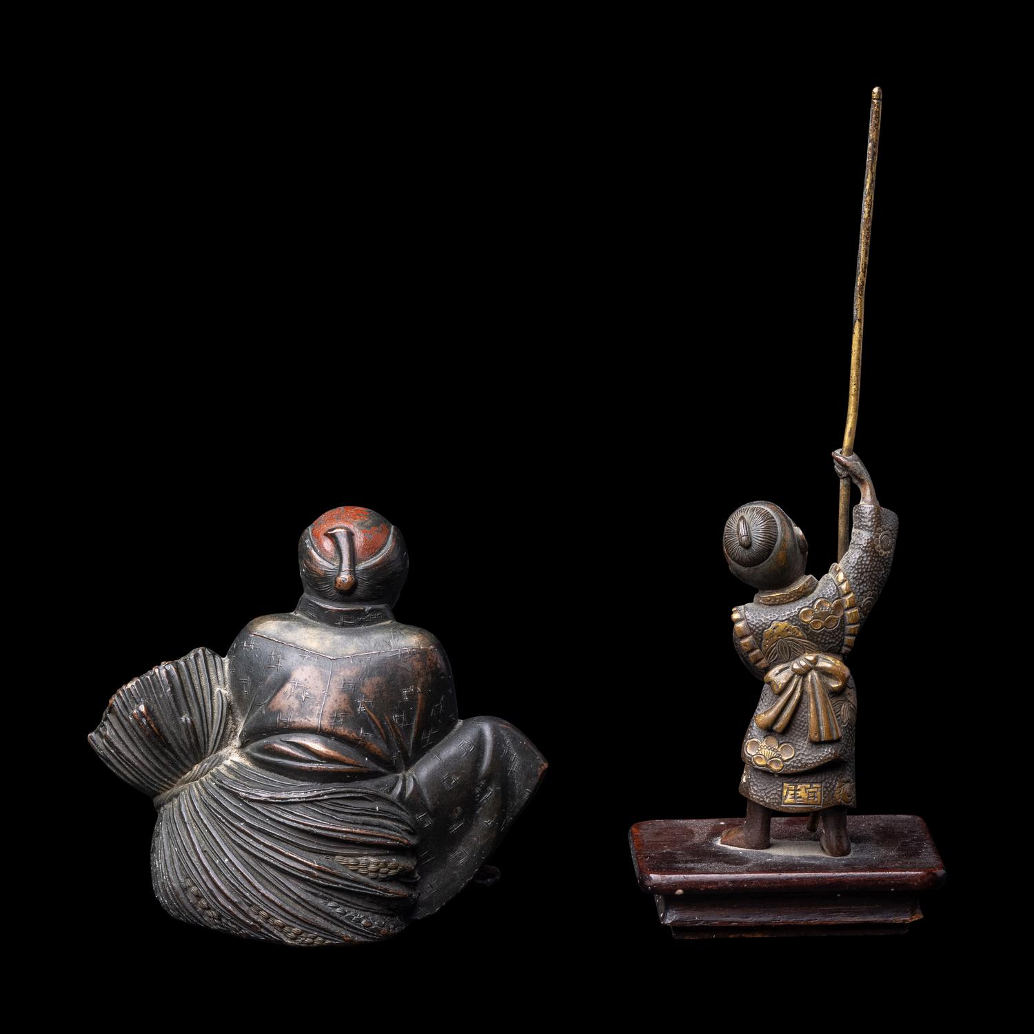 Two Small Japanese Bronze Figures