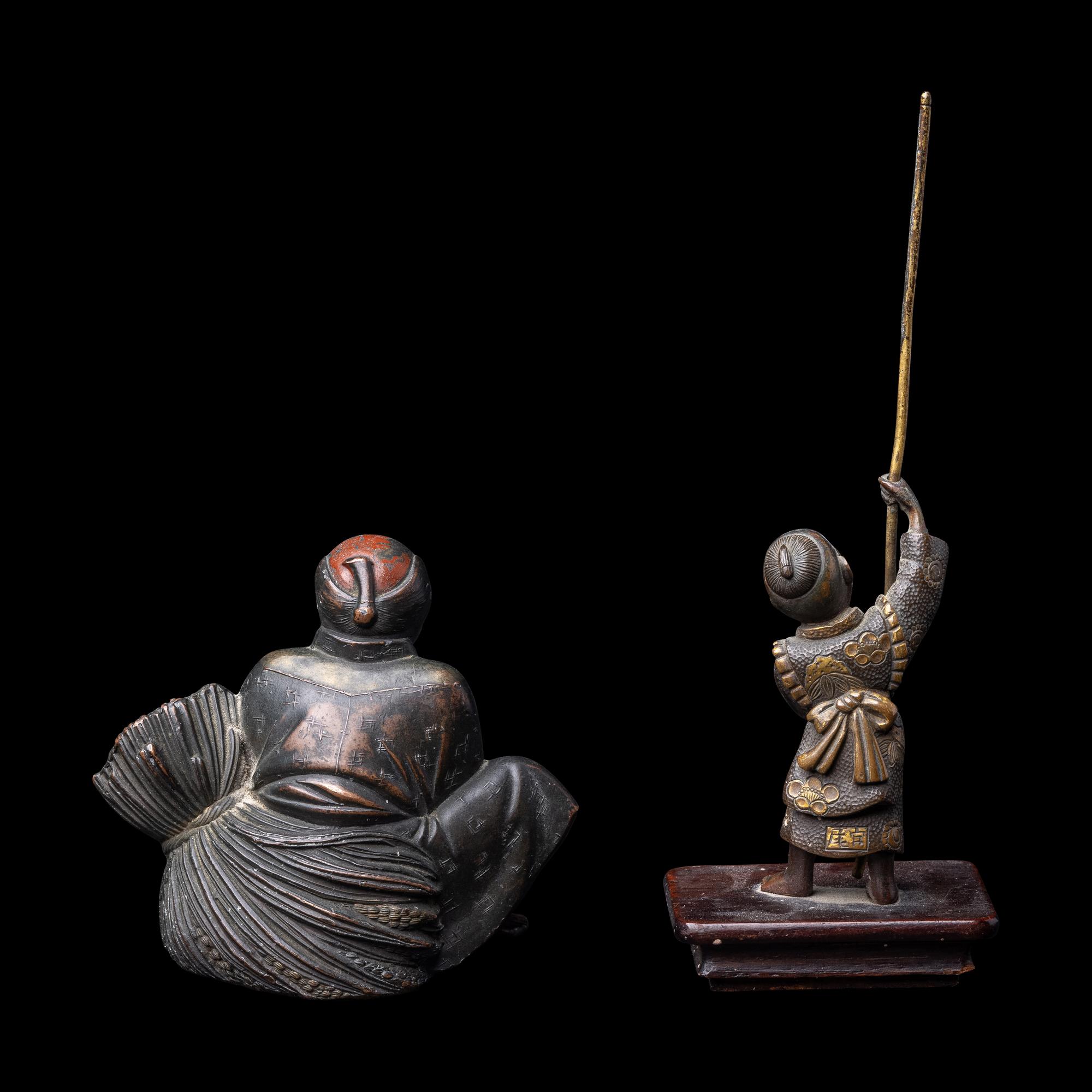 Two Small Japanese Bronze Figures