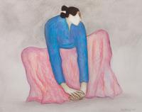 Seated Woman in Pink Skirt