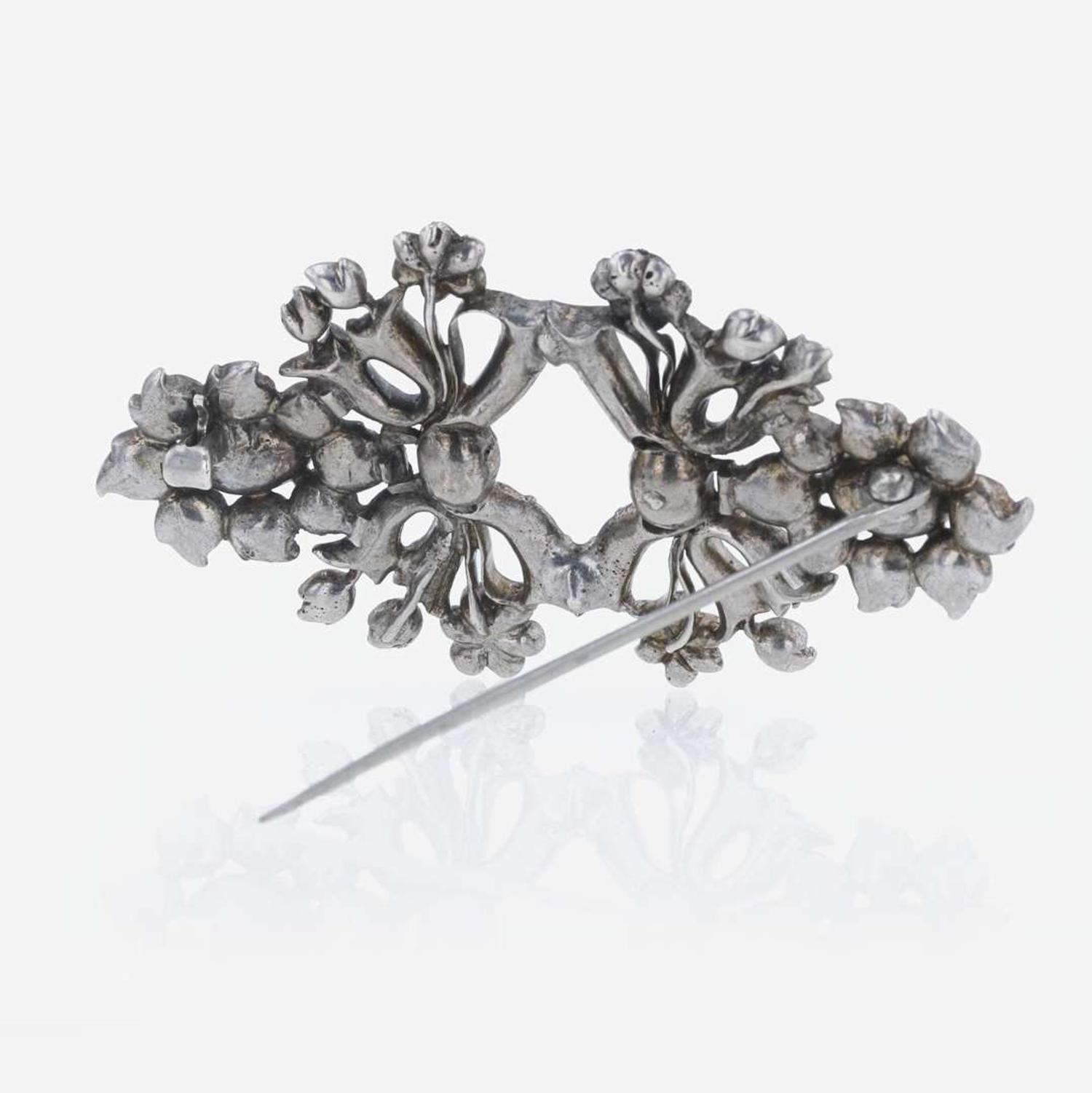 Ruby, Diamond, and Silver Brooch