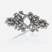 Ruby, Diamond, and Silver Brooch