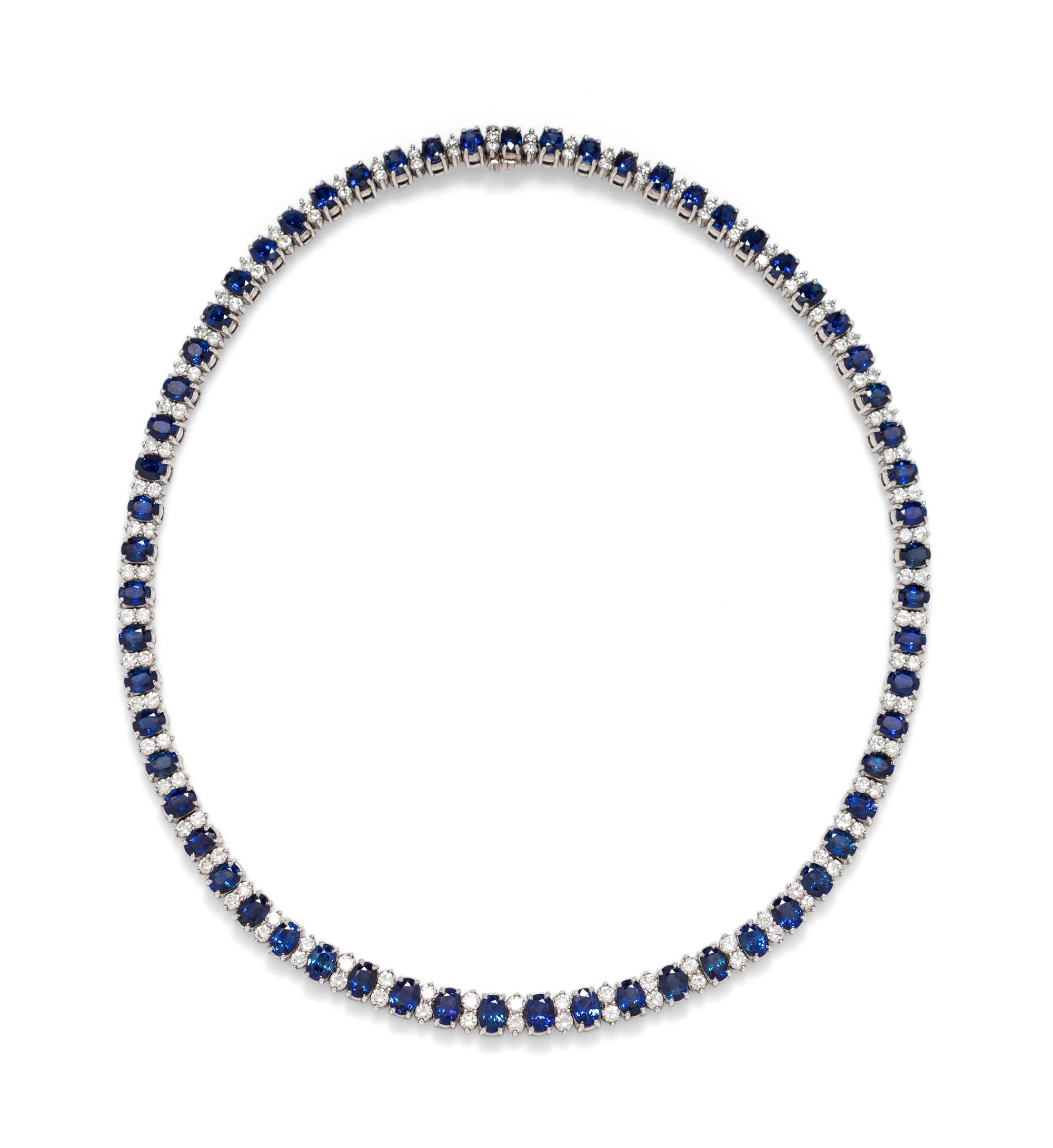 A Platinum, Sapphire and Diamond Necklace,