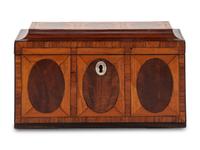 A George III Mahogany and Satinwood Parquetry Tea Caddy