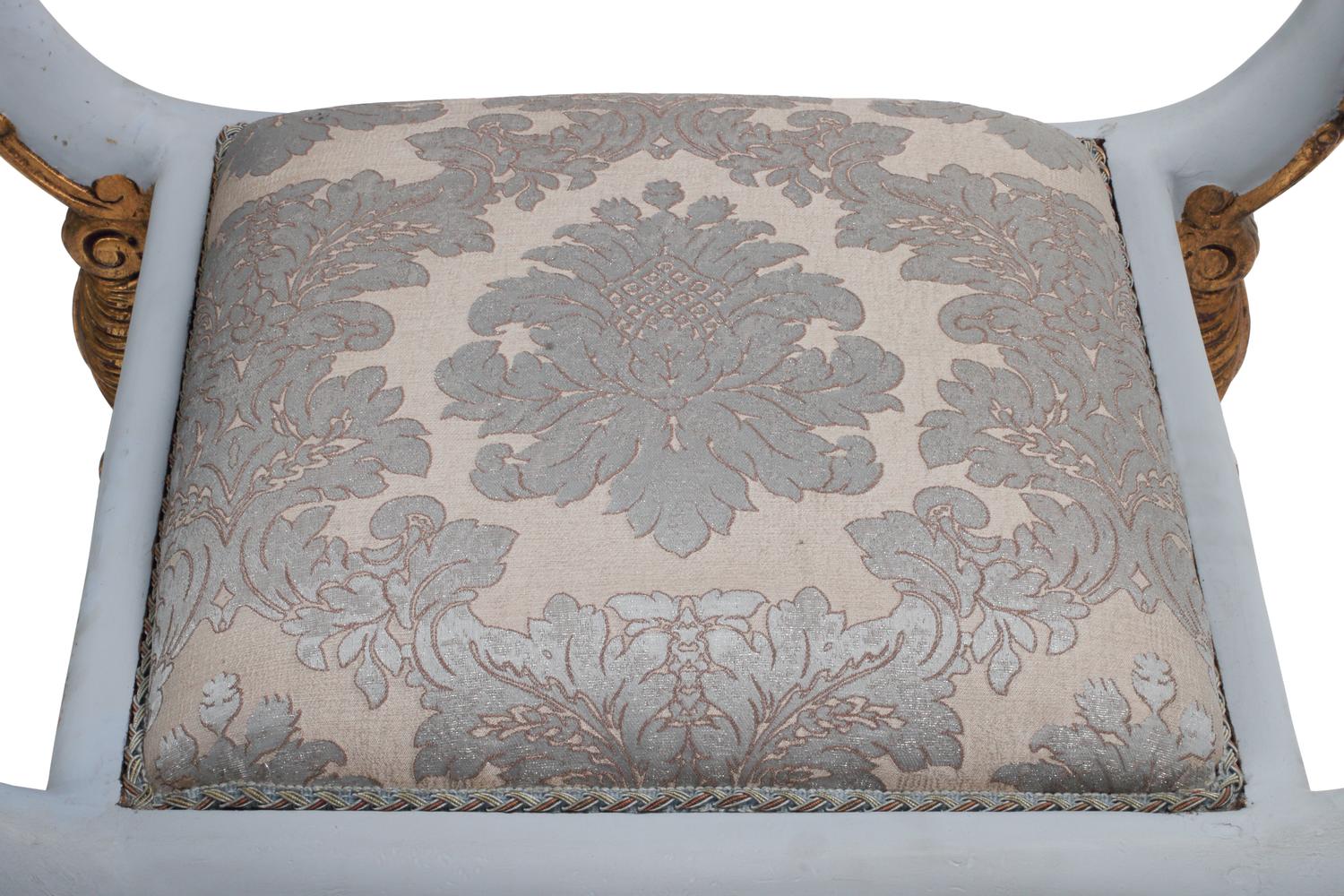 A Pair of Italian Painted and Parcel-Gilt Camel-Motif Benches