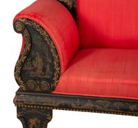An American Victorian Black and Gilt Chinoiserie Settee