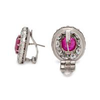 UNHEATED BURMESE RUBY AND DIAMOND EARCLIPS