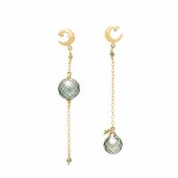 FACETED GREY CULTURED PEARL AND YELLOW GOLD EARRINGS