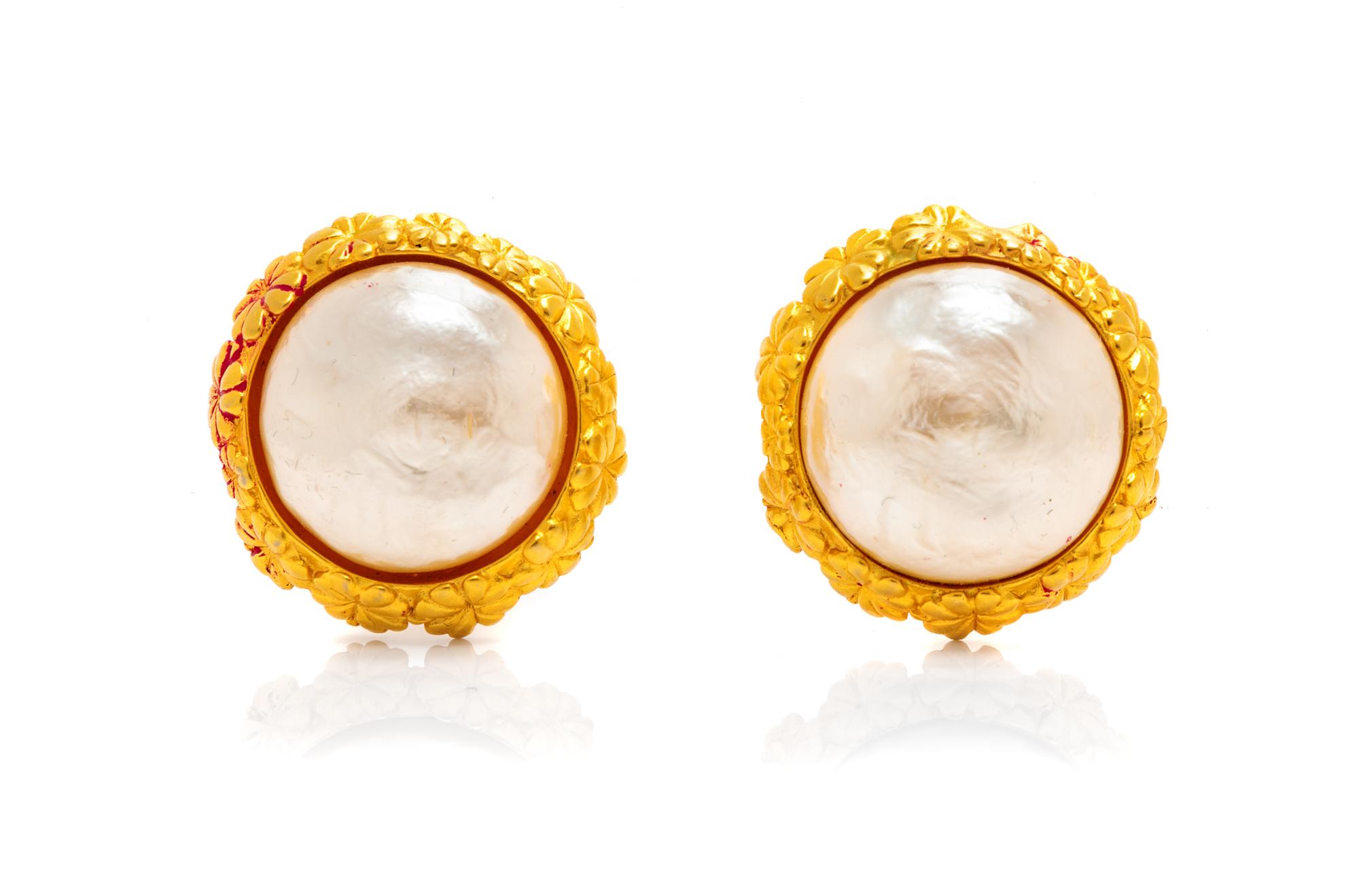 Karl Lagerfeld Faux Pearl Clover Earrings