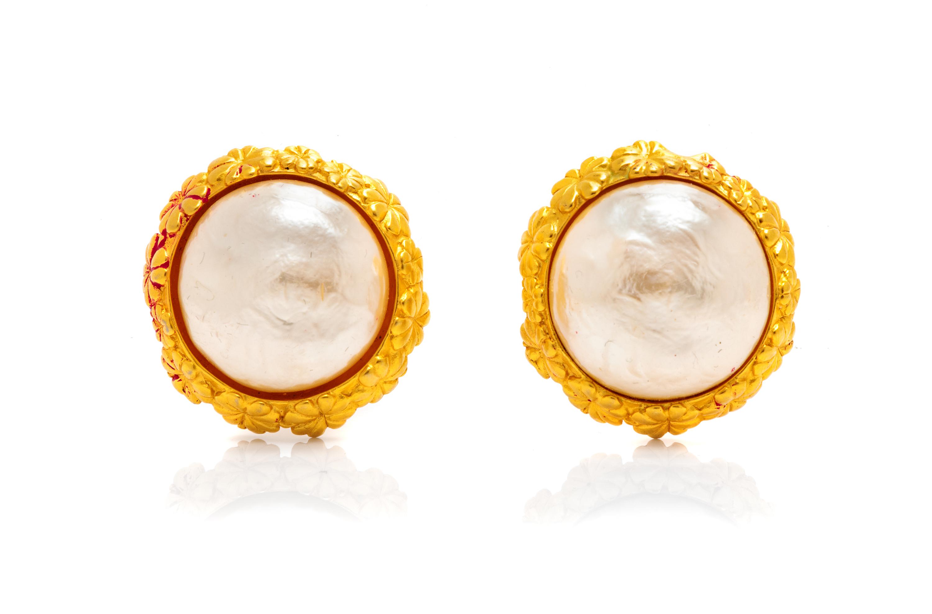 Karl Lagerfeld Faux Pearl Clover Earrings