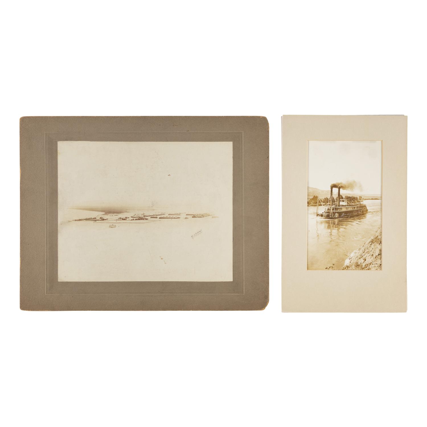 Barry, David F. (1854-1934). A group of 2 photographs, including Fort Lincoln, North Dakota, and Sternwheeler Rosebud on the Missouri River.