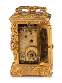A French Miniature Gilt Bronze Eight-Day Carriage Clock