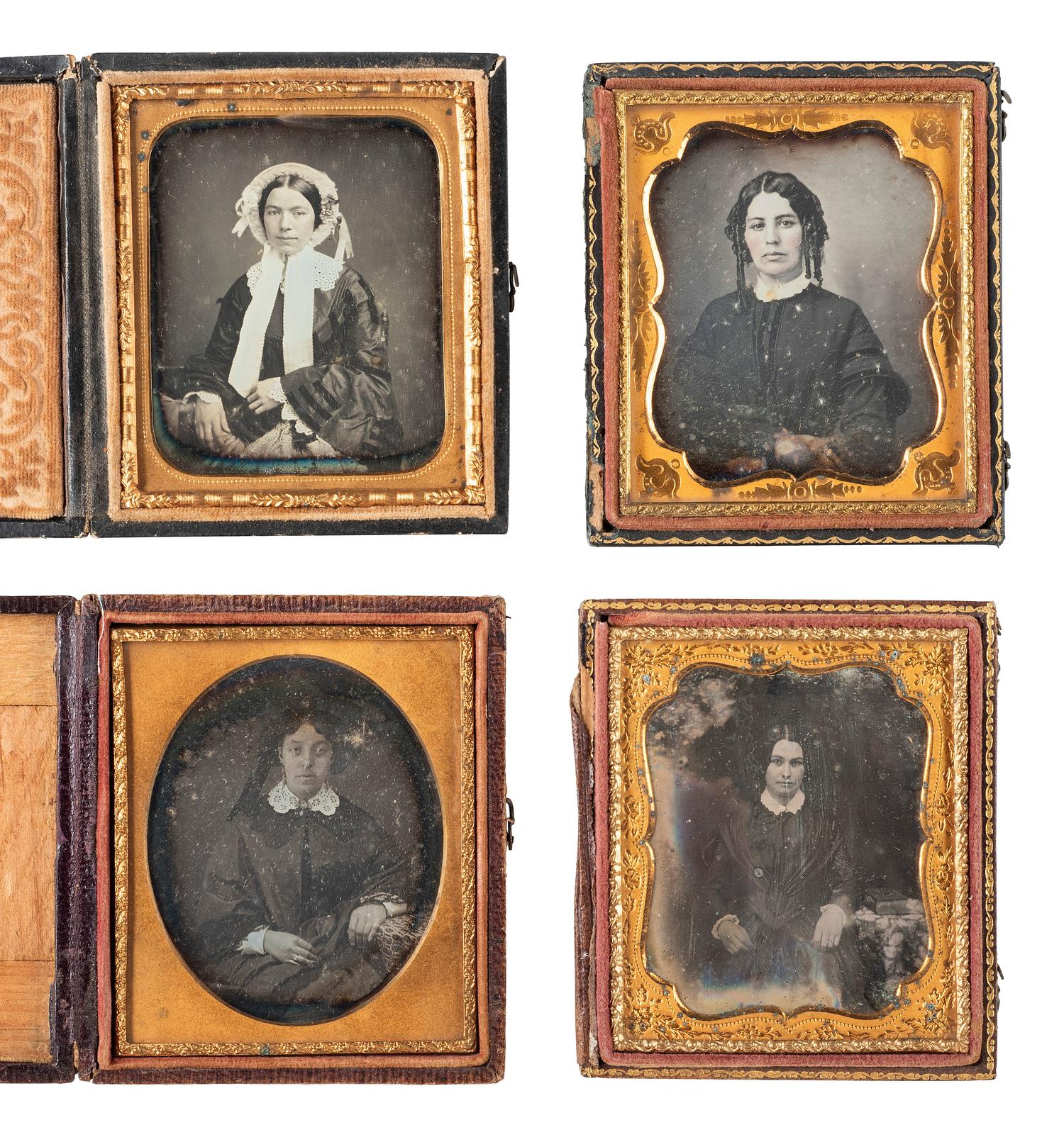 [EARLY PHOTOGRAPHY]. 28 sixth plate daguerreotypes of lovely young women.